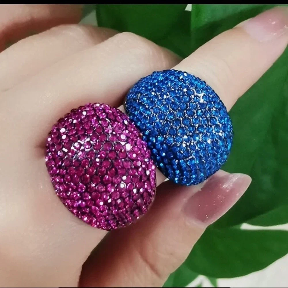 Hematite finished with ombre blue Swarovski elements ring size 9